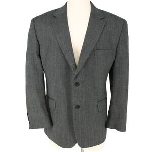 Savile Row Sport Coat Mens 46R Gray Herringbone Lambswool Jacket Blazer Career